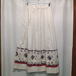 Susan Bristol Skirt Womens 10 Ivory Pincord Western Floral CottageCore Festive